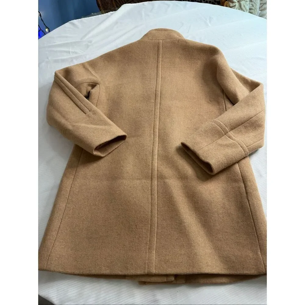J Crew Acorn Wool Blend Full Zip Mock Neck Long City Coat Overcoat Women’s Sz 8 - Picture 9 of 10